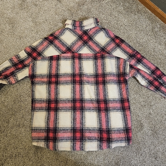 Zenana Burgundy Plaid Longline Shacket - Picture 5 of 8